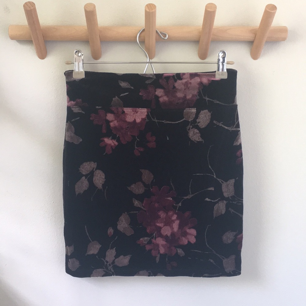 Urban Outfitters Floral Velvet Mini Skirt